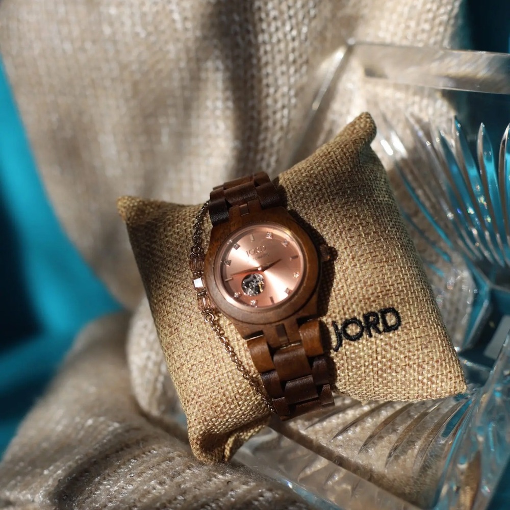 Automatic Cora Koa and Rose Gold watch by JORD
